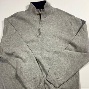 Men's Peter Manning Heather Grey Cotton Quarter Zip Size Small